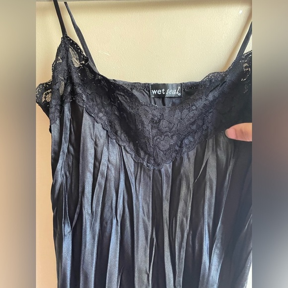 Y2K Wet Seal babydoll lace trim tank top size Small black fairy whimsigoth - Picture 5 of 13